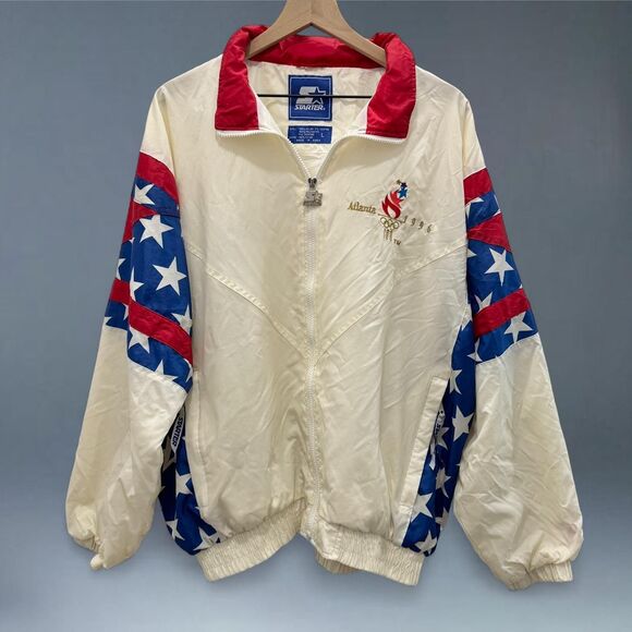 vintage starter 1996 atlanta olympics usa flag windbreaker jacket size large - Picture 2 of 8